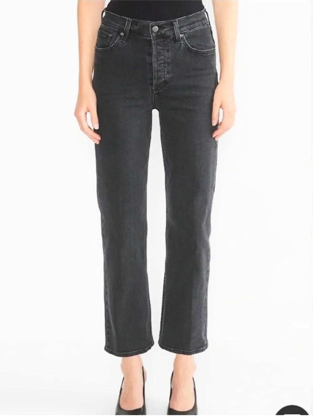 Denim Forum The Arlo High Rise Straight 28L Jeans Size 28 Washed Black